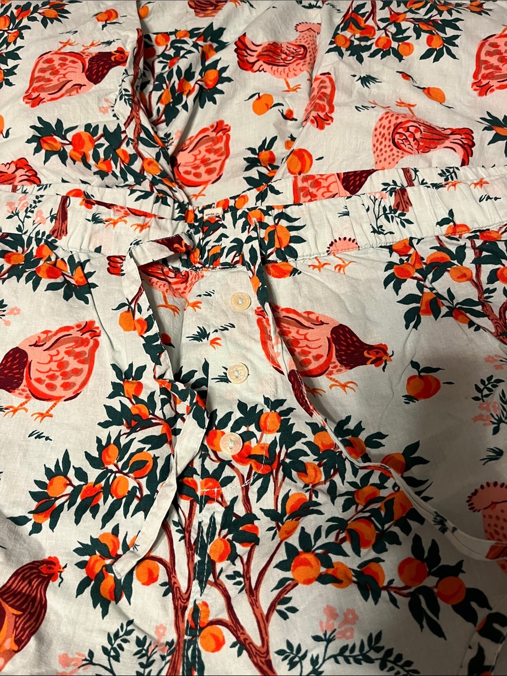 Printfresh Light Blue Hen & Orange Tree Smocked Pajama Set - Picture 7 of 10